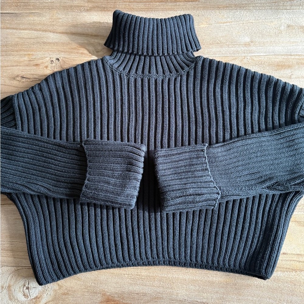 Women's Ribbed Turtleneck Sweater - Black